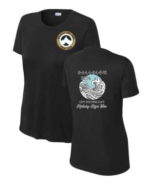 Hallsley High Tides Team LADIES Moisture Wick Tee - Black - 5 Design Options - Adult