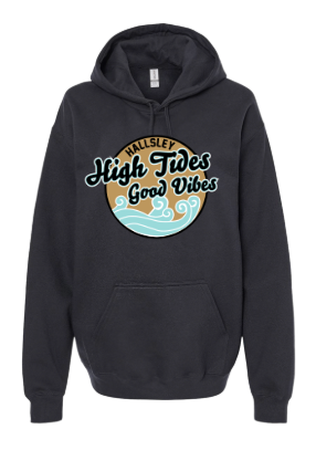 Hallsley High Tides Team Hoodie Sweatshirt - Black - 5 Design Options - Youth & Adult Sizes