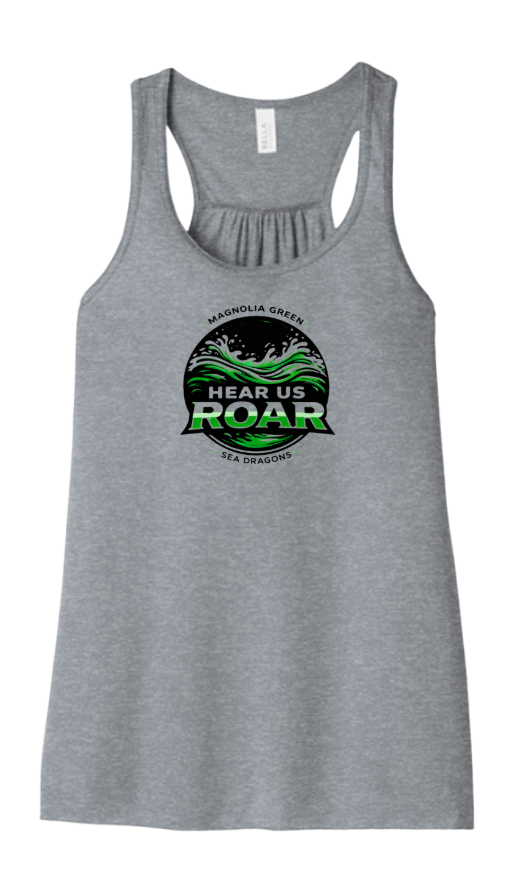 Magnolia Green Sea Dragons Girls & Ladies Flowy Racerback Tank - Athletic Heather - 4 Design Options - YOUTH & ADULT Sizing