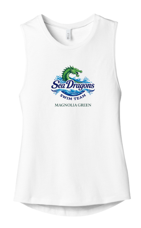 Magnolia Green Sea Dragons Ladies Muscle Tank Top - White - 4 Design Options - Adult