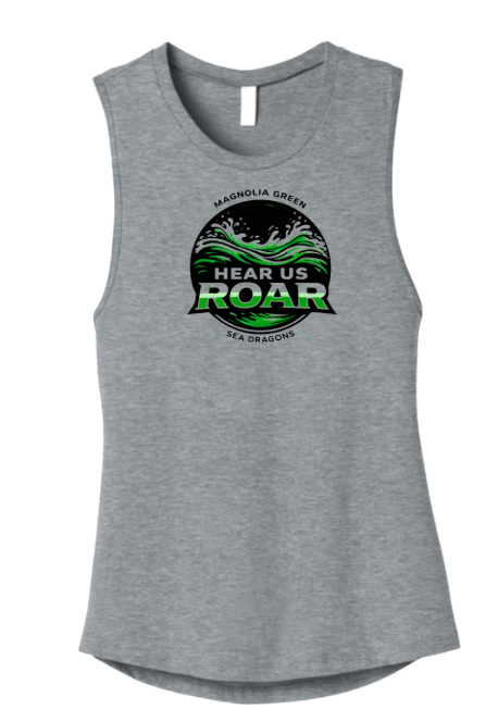 Magnolia Green Sea Dragons Ladies Muscle Tank Top - Athletic Heather - 4 Design Options - Adult