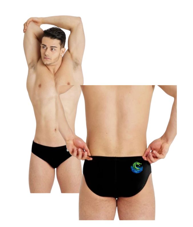 Magnolia Green Sea Dragons Arena Solid Black Brief with Logo