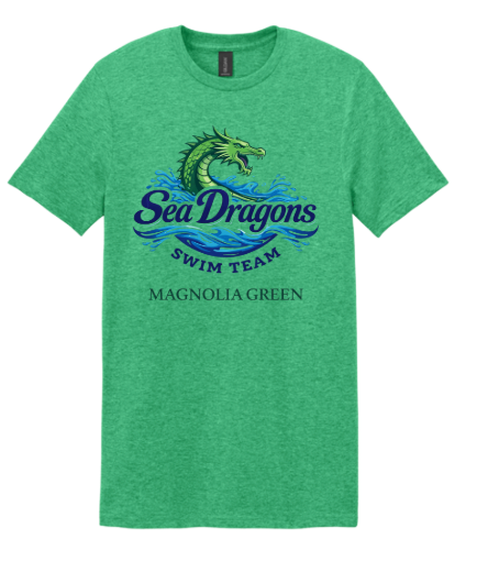 Magnolia Green Sea Dragons T-Shirt - Heather Irish Green - 4 Design Options - Youth and Adult Sizes