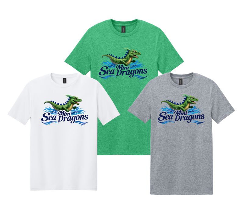 Magnolia Green MINI Sea Dragons T-Shirt - Sport Grey, Heather Irish Green or White - Youth & Adult Sizes