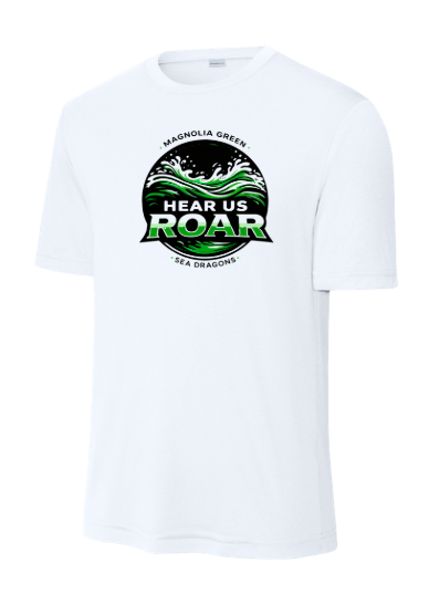 Magnolia Green Sea Dragons YOUTH Moisture Wick Tee -White - 4 Design Options - YOUTH