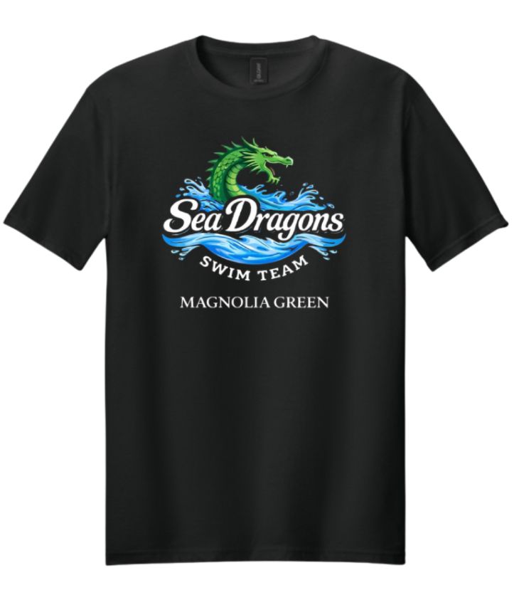 Magnolia Green Sea Dragons Team T-Shirt - Black - Youth & Adult Sizes