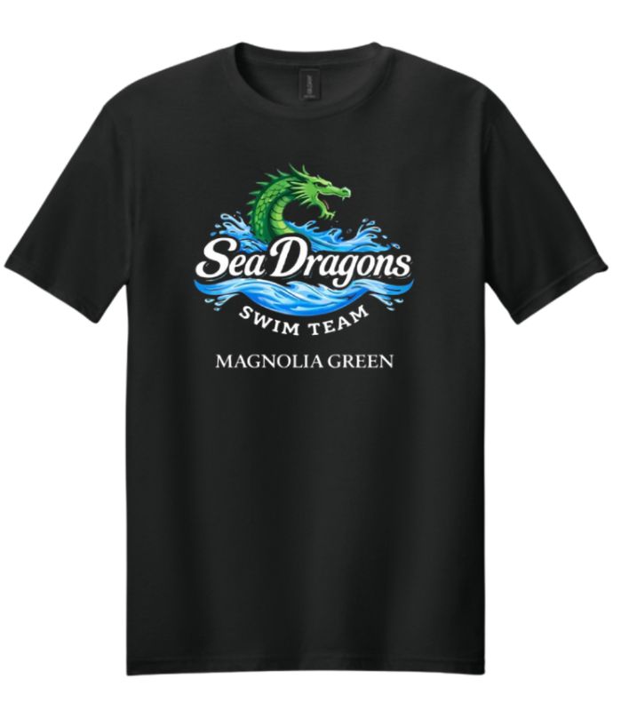 Magnolia Green Sea Dragons Team T-Shirt - Black - Youth & Adult Sizes