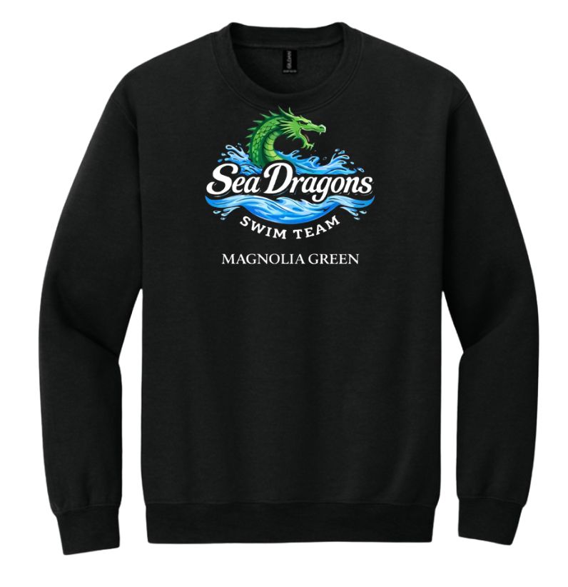 Magnolia Green Sea Dragons Crew Sweatshirt -  Black - Team Logo - Youth & Adult Sizes
