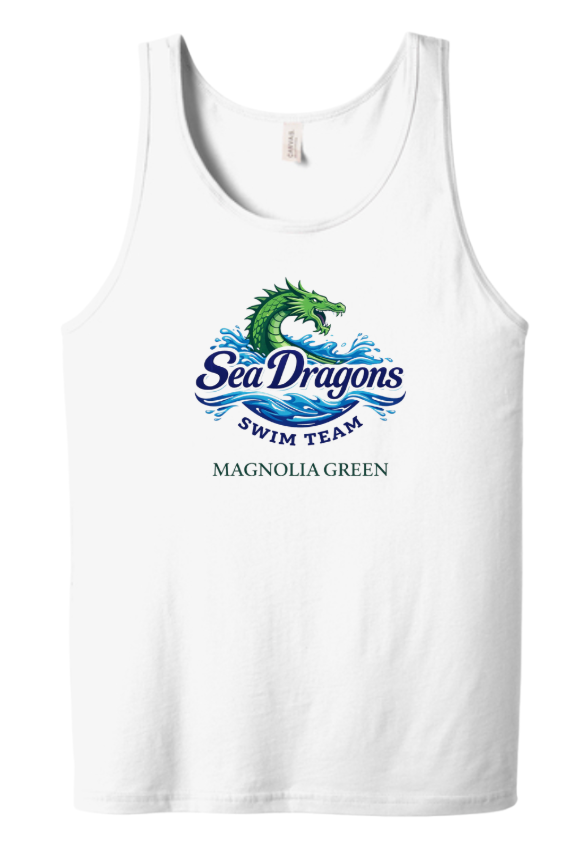 Magnolia Green Sea Dragons Unisex Jersey Tank Top - White - 4 Design Options - Youth & Adult Sizes