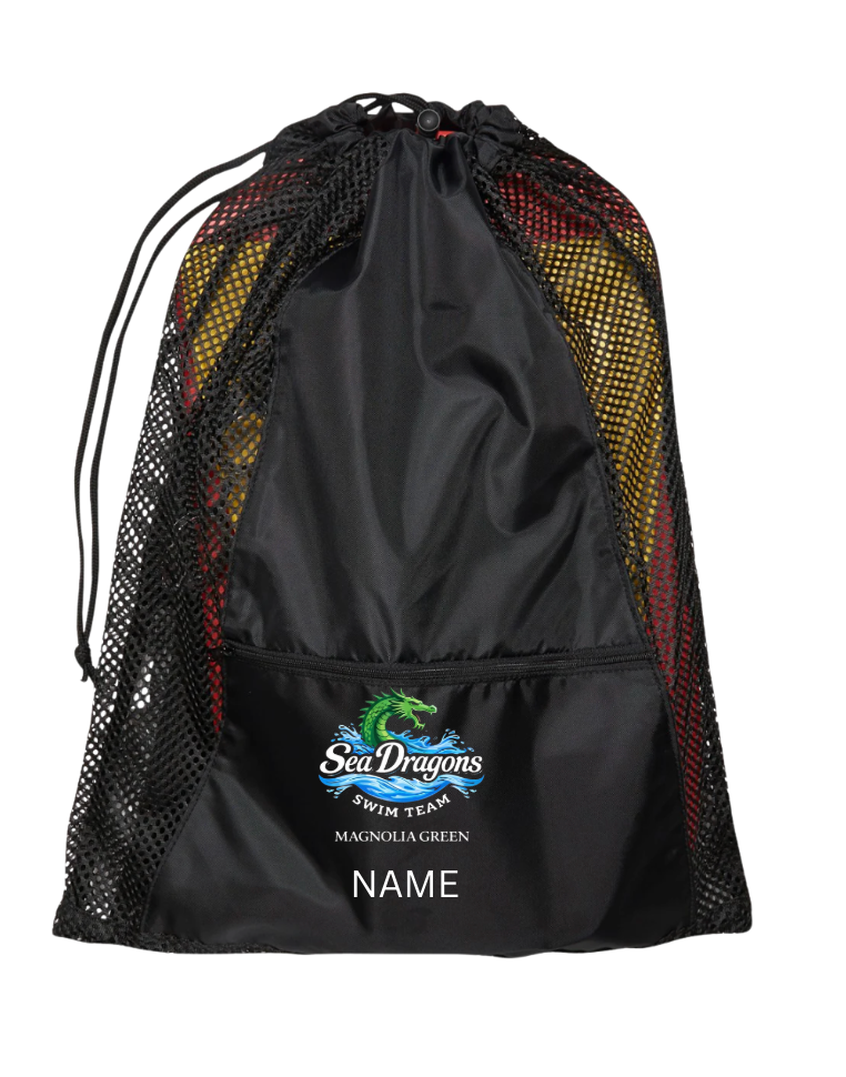 Magnolia Green Sea Dragons Embroidered Mesh Backpack- Black or Green