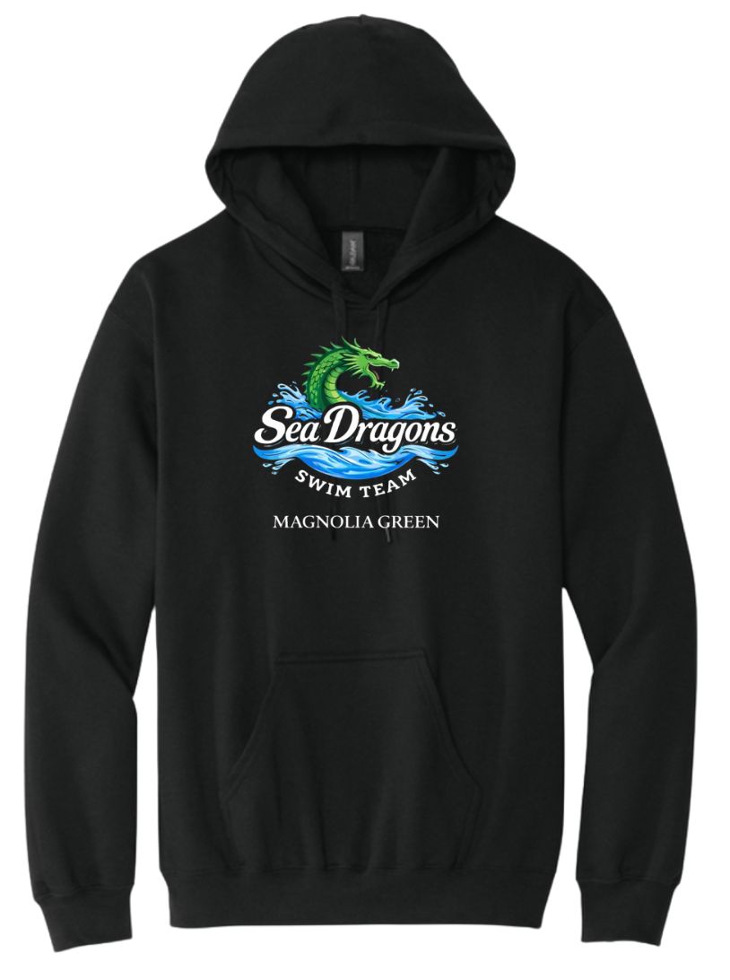 Magnolia Green Sea Dragons Hoodie Sweatshirt - Black - Team Logo - Youth & Adult Sizes