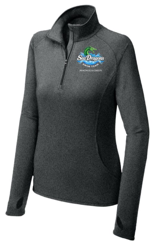 Magnolia Green Sea Dragons Embroidered Ladies Sport-Wik 1/4 Zip Pull Over