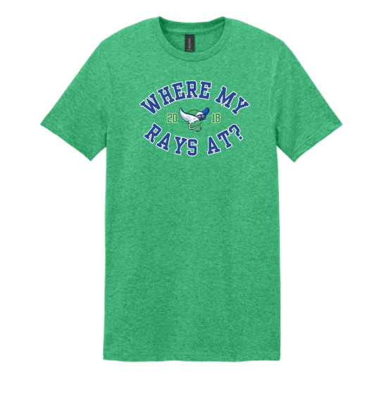 Harpers Mill Manta Rays WHERE MY RAYS AT T-Shirt - White, Navy, Heather Navy, Heather Irish Green or Sport Grey - Youth & Adult Sizes - with Optional Personalization