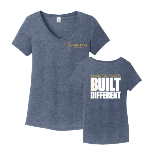 Harpers Mill Manta Rays Ladies TEAM V-Neck Tee- Navy Frost - 3 Design Options - Adult Sizes - Optional Personalization