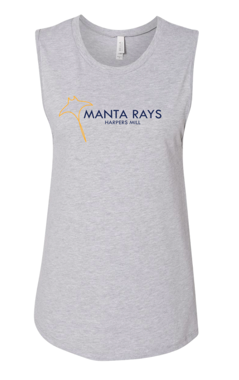 Harpers Mill Manta Rays Ladies Muscle Tank Top - Athletic Heather - 4 Design Options - Adult Sizes
