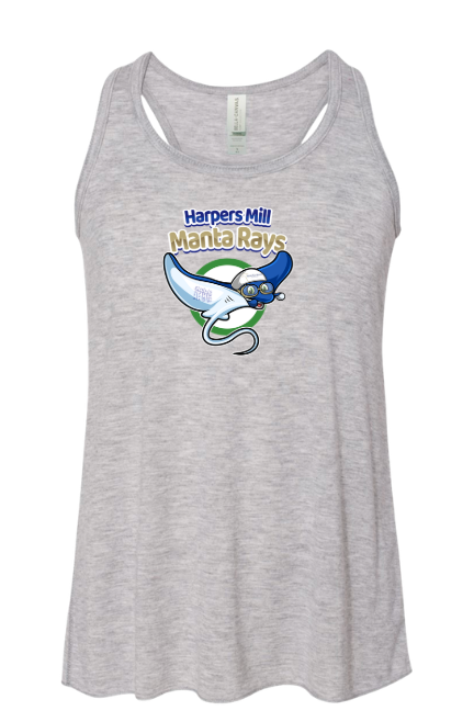 Harpers Mill Manta Rays LADIES & GIRLS Flowy Racerback Tank - White - 5 Design Options - Youth & Adult Sizes