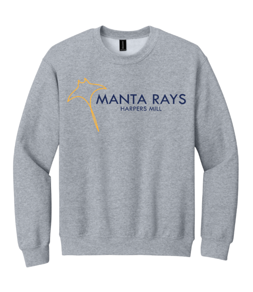 Harpers Mill Manta Rays Crew Sweatshirt - 6 Design Options - Sport Grey  - With Optional Personalization - Youth & Adult Sizes