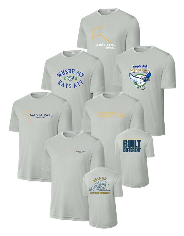 Harpers Mill Manta Rays Mens Moisture Wick Tee - Silver - 6 Design Options - With Optional Personalization - Adult Sizes Harpers Mill Manta Rays Mens Moisture Wick Tee - Silver - 6 Design Options - With Optional Personalization - Adult Sizes