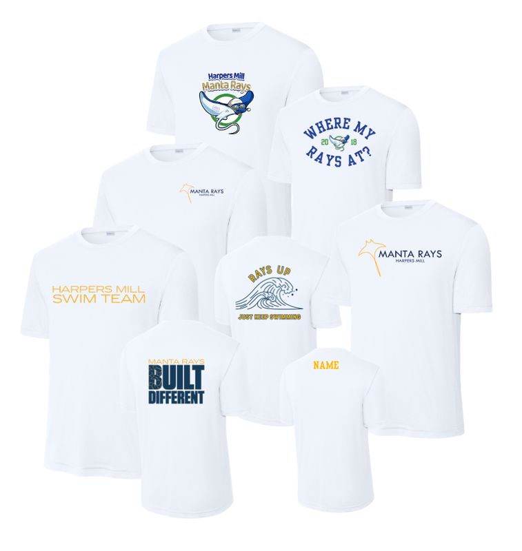 Harpers Mill Manta Rays YOUTH Moisture Wick Tee - White - 5 Design Options - With Optional Personization - YOUTH Sizes Harpers Mill Manta Rays YOUTH Moisture Wick Tee - White - 5 Design Options - With Optional Personization - YOUTH Sizes