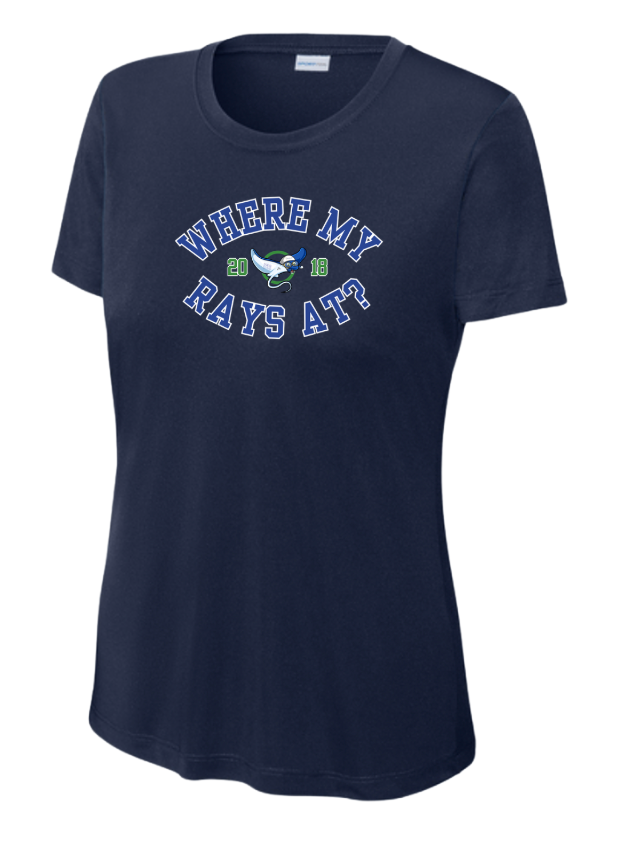 Harpers Mill Manta Rays Ladies Moisture Wick Tee - Navy - 5 Design Options - With Optional Personalization - Adult Sizes