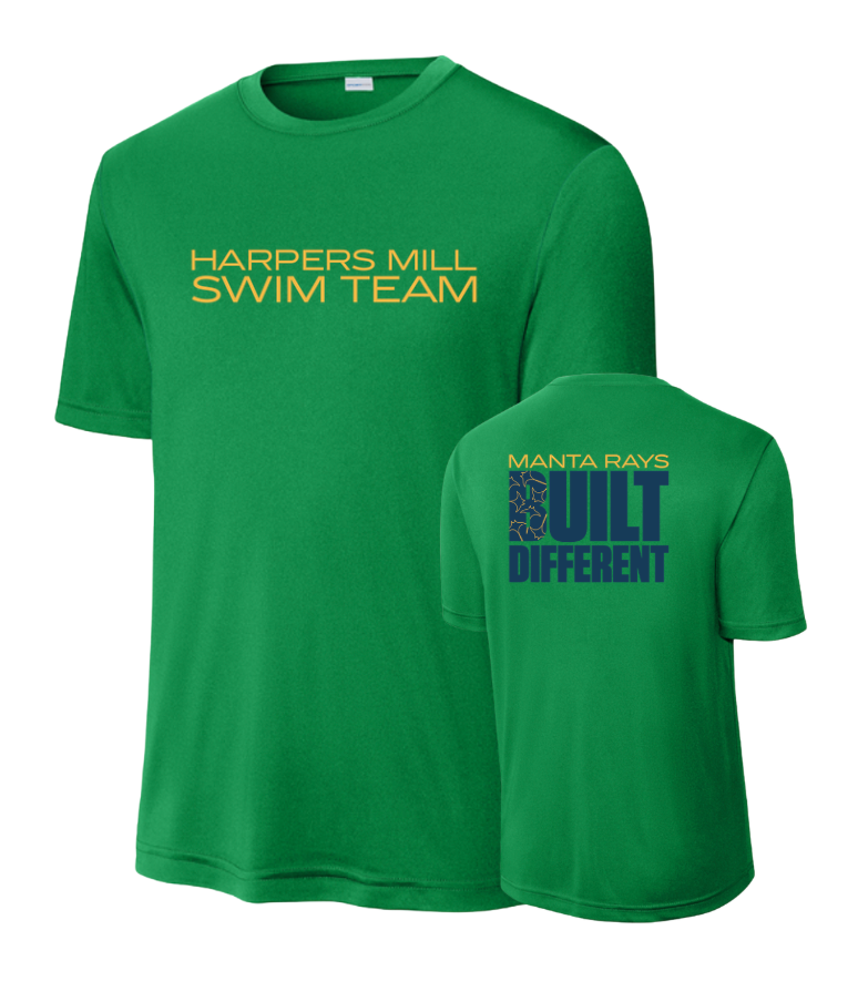 Harpers Mill Manta Rays YOUTH Moisture Wick Tee - Kelly Green - 6 Design Options - With Optional Personalization - YOUTH Sizes