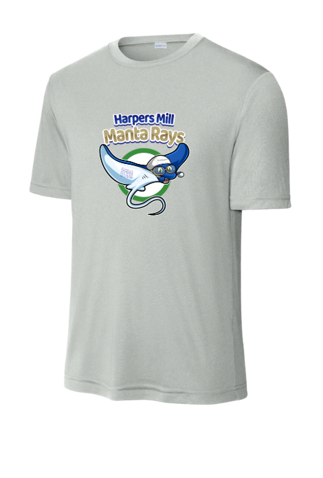 Harpers Mill Manta Rays YOUTH Moisture Wick Tee - Silver - 6 Design Options - With Optional Personalization - YOUTH Sizes