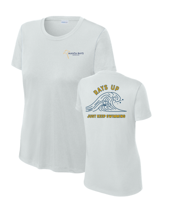 Harpers Mill Manta Rays Ladies Moisture Wick Tee - Silver - 6 Design Options - With Optional Personalization - Adult Sizes