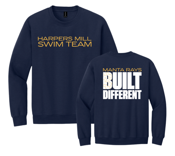 Harpers Mill Manta Rays Crew Sweatshirt - 5 Design Options - Navy  - With Optional Personalization - Youth & Adult Sizes