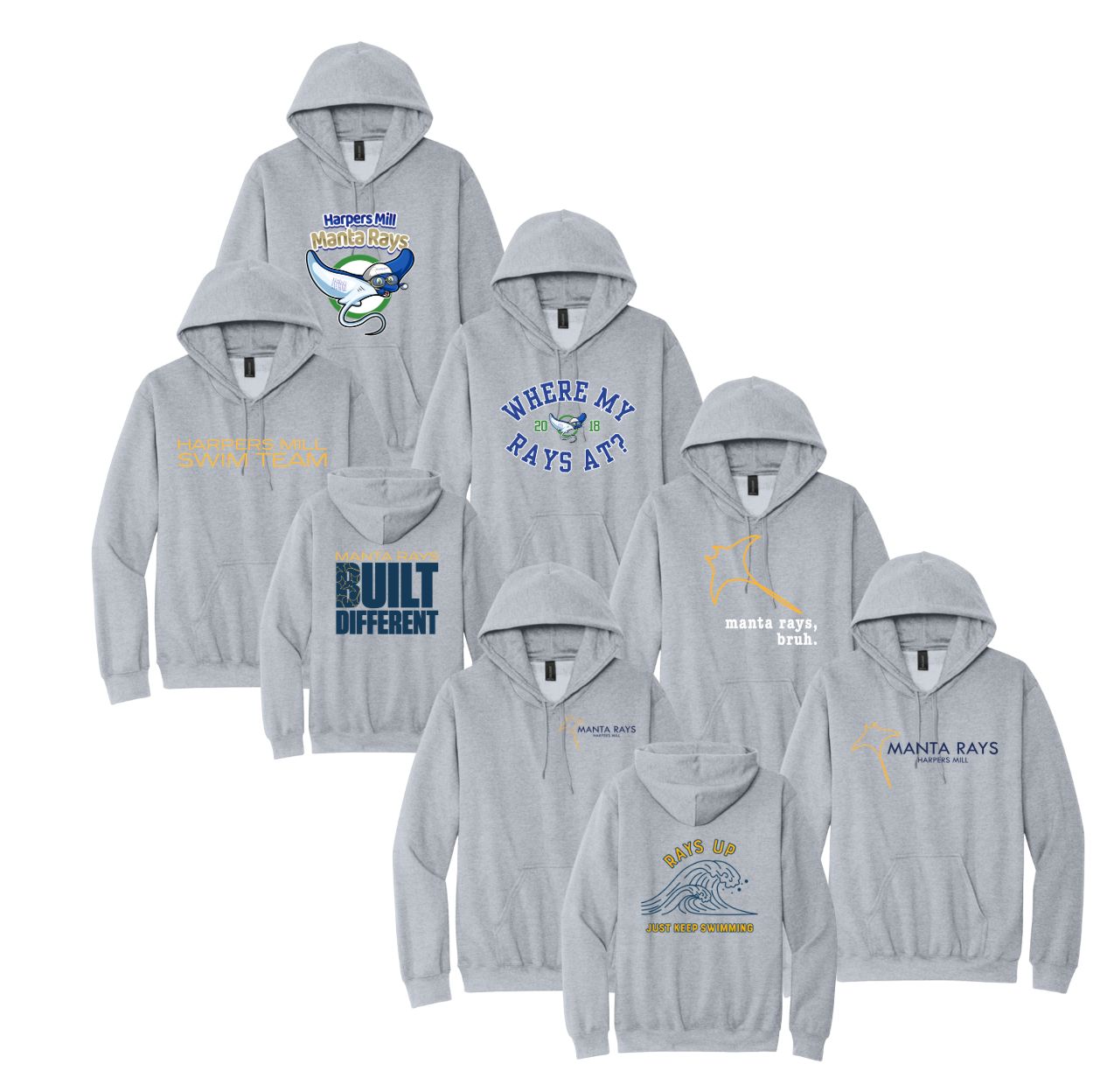 Harpers Mill Manta Rays Team Hoodie Sweatshirt - Sport Grey - 6 Design Options - With Optional Personalization - Youth & Adult Sizes Harpers Mill Manta Rays Team Hoodie Sweatshirt - Sport Grey - 6 Design Options - With Optional Personalization - Youth & Adult Sizes