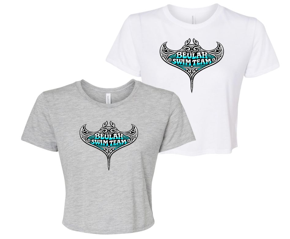 Beulah Stingrays Team Ladies Flowy Crop Tee - Athletic Heather or White - Adult
