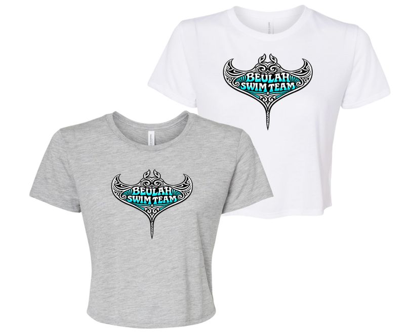 Beulah Stingrays Team Ladies Flowy Crop Tee - Athletic Heather or White - Adult