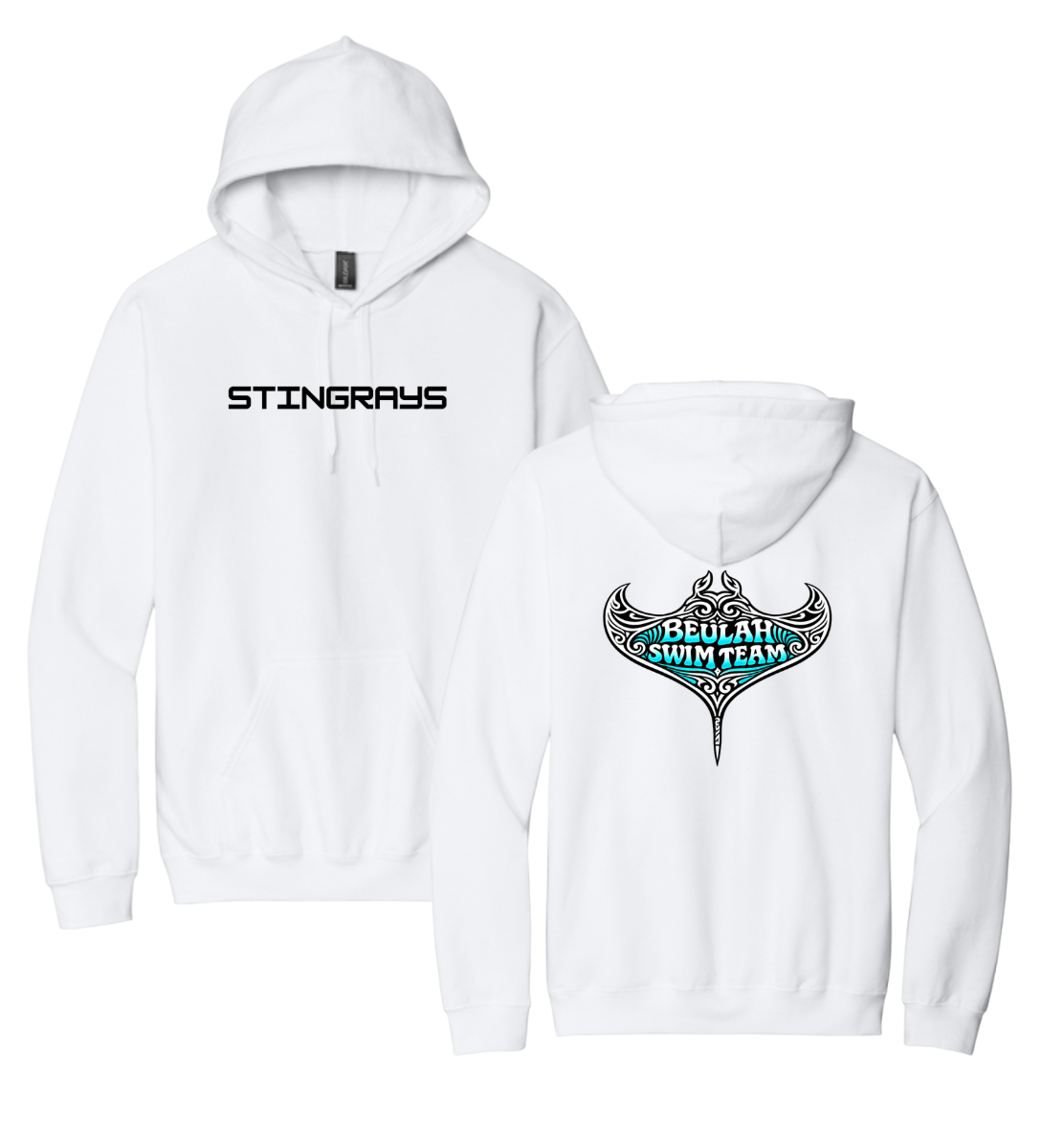 Beulah Stingrays Team Hoodie Sweatshirt - White or Sport Grey - Youth & Adult Sizes