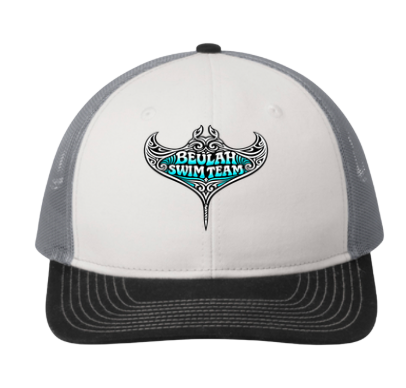 Beulah Stingrays Embroidered Snapback Trucker Cap Hat- White/Black/Grey