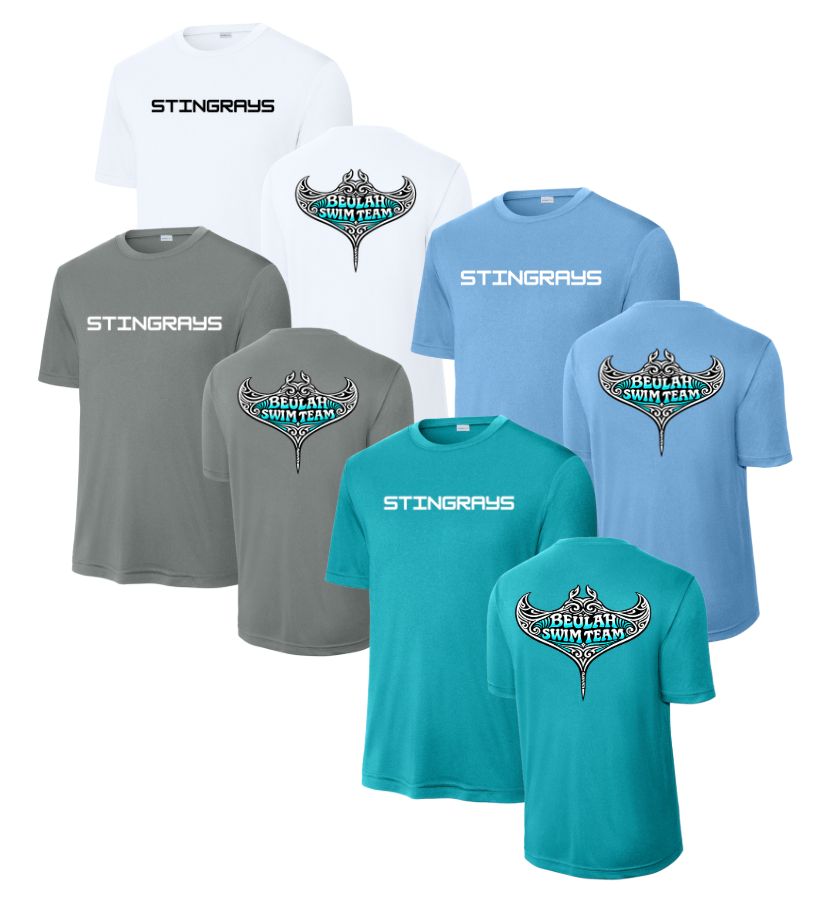 Beulah Stingrays MENS Moisture Wick Tee - White, Teal, Carolina Blue or Grey Concrete - Adult Beulah Stingrays MENS Moisture Wick Tee - White, Teal, Carolina Blue or Grey Concrete - Adult