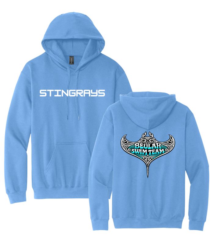 Beulah Stingrays Team Hoodie Sweatshirt - Carolina Blue - Adult Sizes