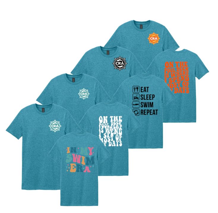 CRA Dolphins TEAM GRAPHICS  T-Shirt - Teal - Youth & Adult Sizes