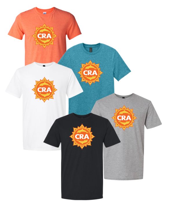 CRA Dolphins ORANGE TEAM LOGO T-Shirt - Sport Grey, Heather Orange, Black, Teal or White - Youth & Adult Sizes