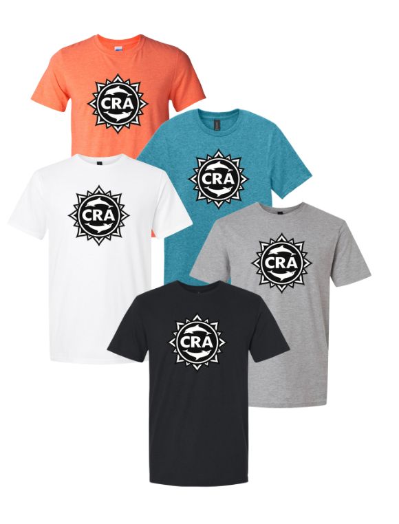 CRA Dolphins BLACK TEAM LOGO T-Shirt - Sport Grey, Heather Orange, Black, Teal or White - Youth & Adult Sizes