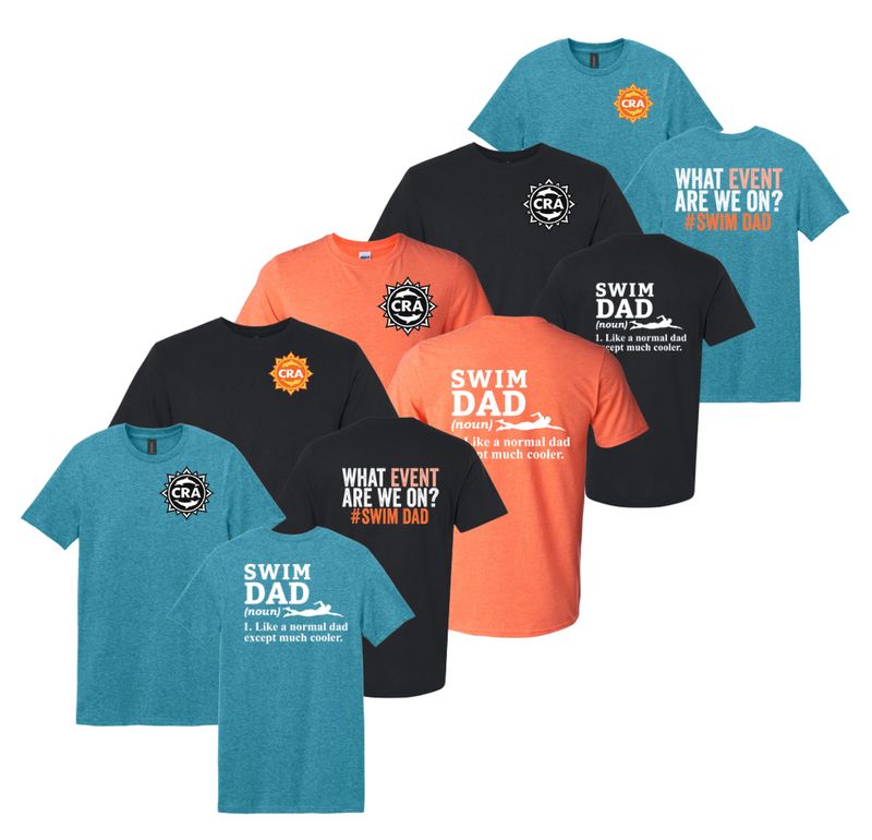 CRA Dolphins TEAM SWIM DAD  T-Shirt - Sport Grey - Youth & Adult Sizes