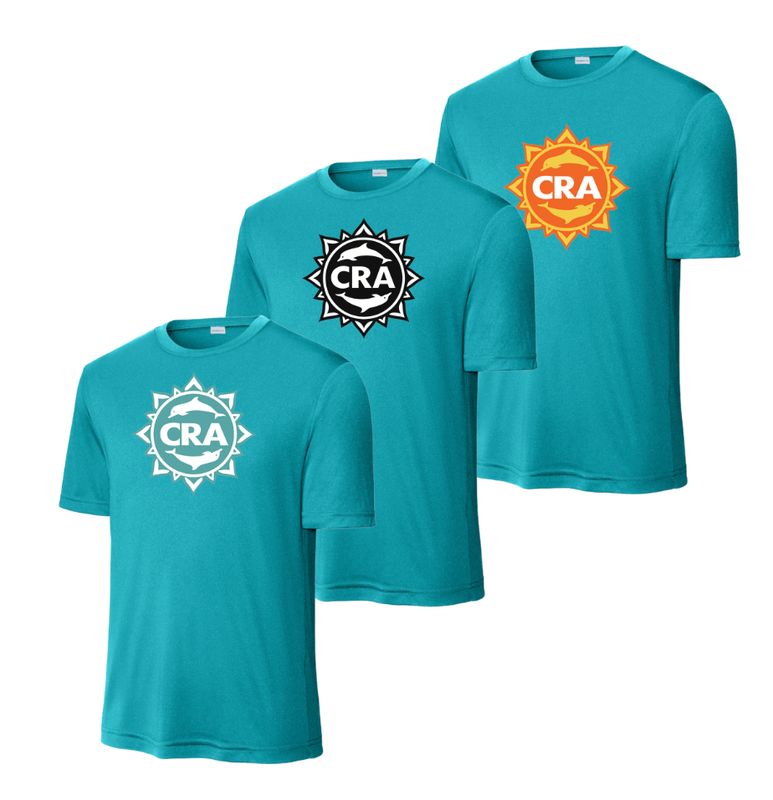 CRA Dophins MENS Moisture Wick Tee - Teal -  PICK YOUR BACK - Adult