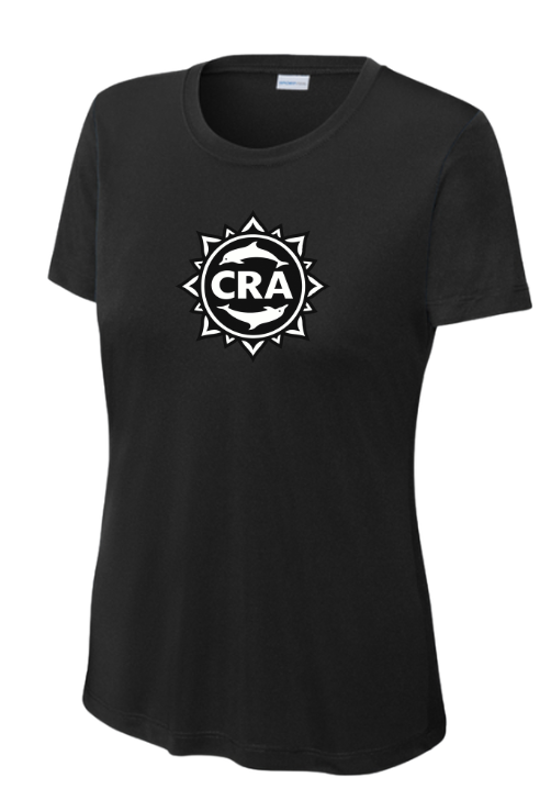 CRA Dolphins LADIES Moisture Wick Tee - Black - PICK YOUR BACK - Adult