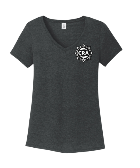 CRA Dolphins BLACK TEAM LOGO Ladies V-Neck Tee - Grey Frost, Black or White - LADIES