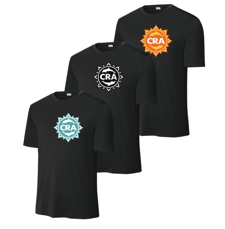CRA Dophins MENS Moisture Wick Tee - Black -  PICK YOUR BACK - Adult