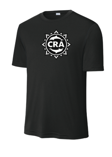 CRA Dophins MENS Moisture Wick Tee - Black - PICK YOUR BACK - Adult
