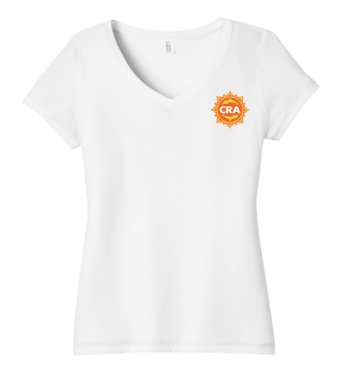 CRA Dolphins ORANGE TEAM LOGO Ladies V-Neck Tee - Grey Frost, Black or White - LADIES