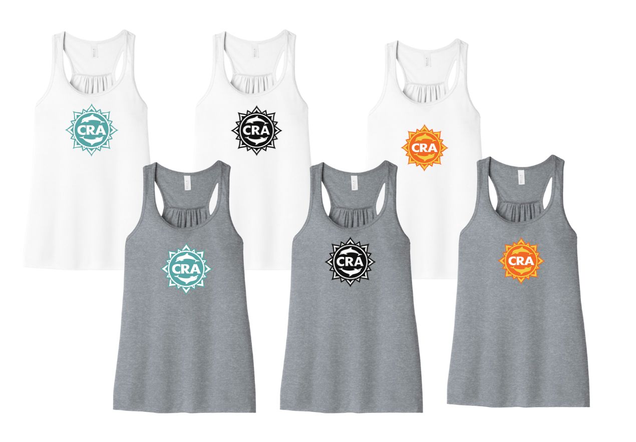 CRA Dolphins Team GIRLS Flowy Racerback Tank   - White or Athletic Heather - YOUTH Sizes