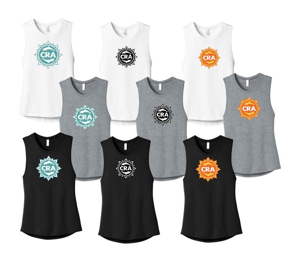 CRA Dolphins Ladies Muscle Tank Top - White, Black or Athletic Heather- Adult