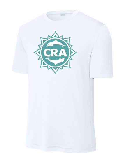 CRA Dolphins YOUTH Moisture Wick Tee - White - PICK YOUR BACK - YOUTH