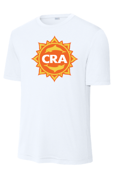 CRA Dophins MENS Moisture Wick Tee - White - PICK YOUR BACK - Adult