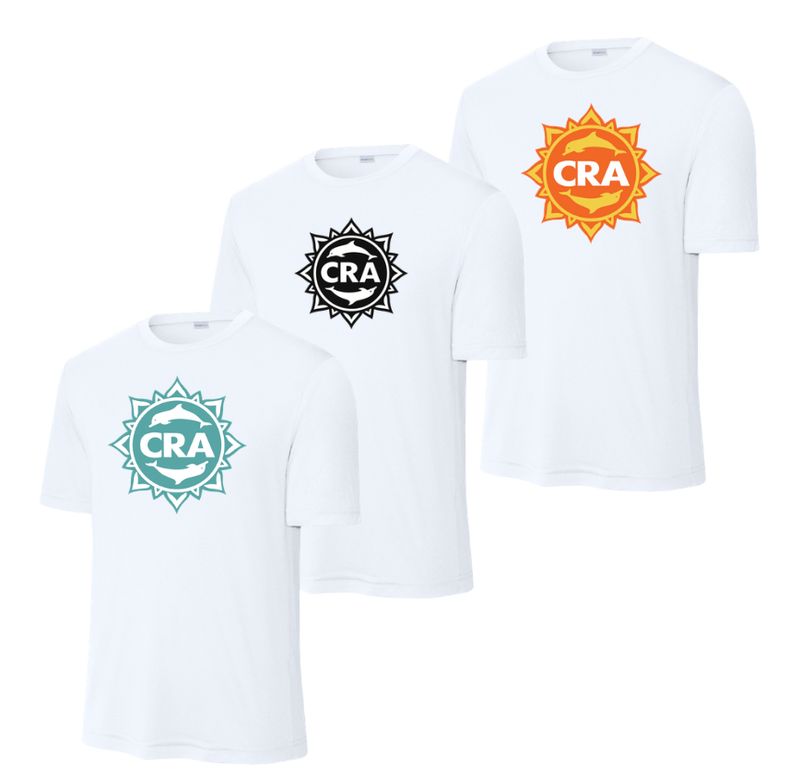 CRA Dophins MENS Moisture Wick Tee - White -  PICK YOUR BACK - Adult
